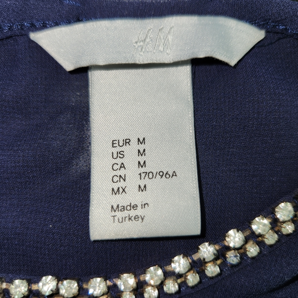 H&M Navy Top With Rinestones - Picture 7 of 7